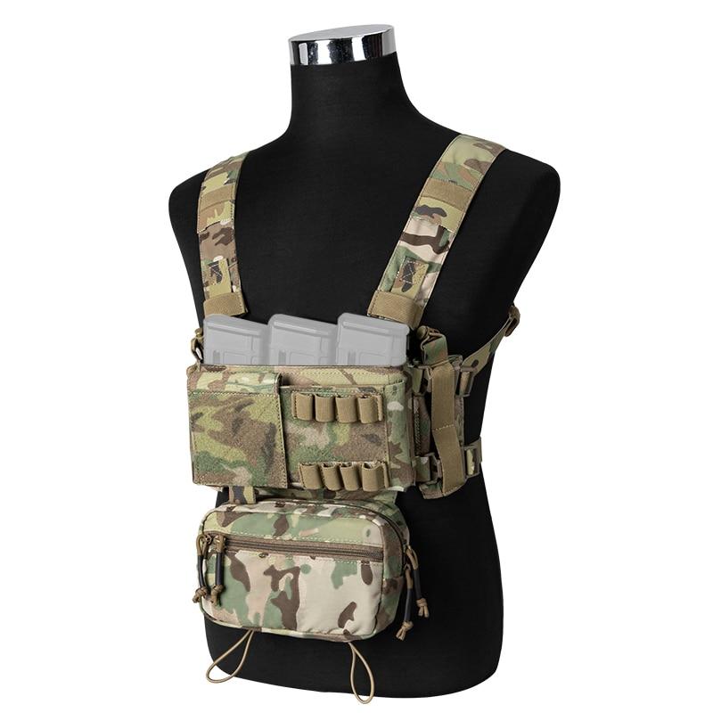 MK3 Tactical Chest Rig in Multicam color, showcasing its modular design and 5.56 mag pouch, ideal for outdoor activities.